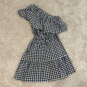 Checkered one shoulder dress